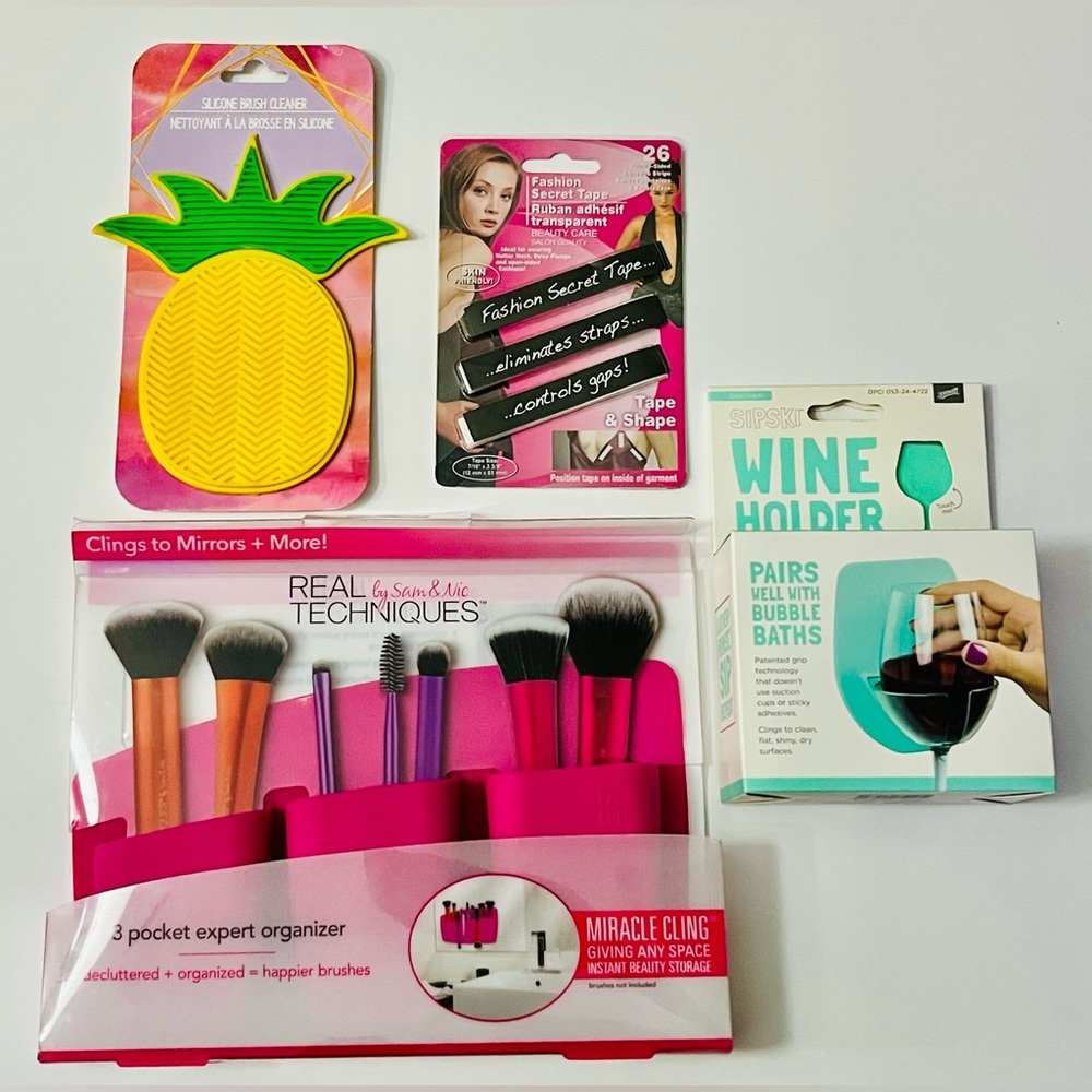 Real Techniques Makeup Organizer,Wine Holder,Fashion Tape,Brush Cleaner